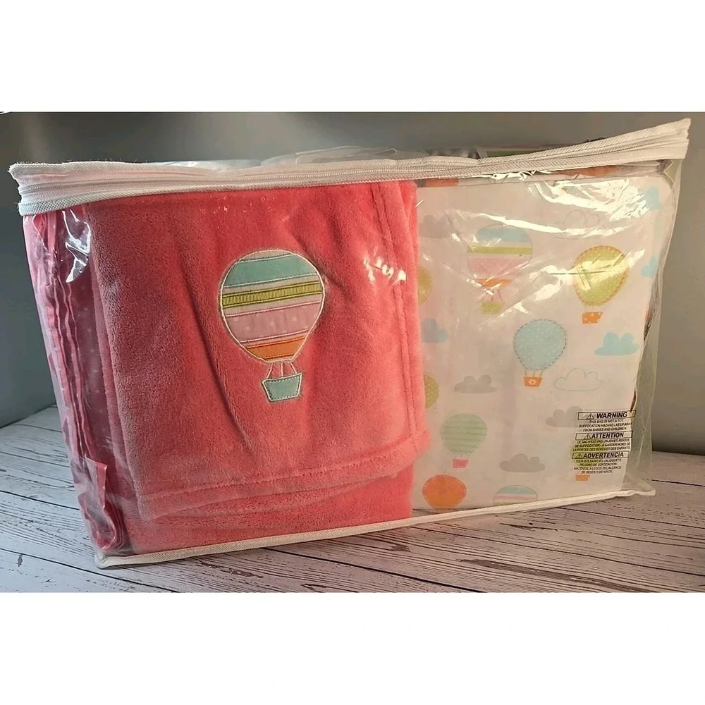 Circo Hot Air Balloon Ride Girls Crib Nursery Bedding Set 4 Pieces Baby Pink New